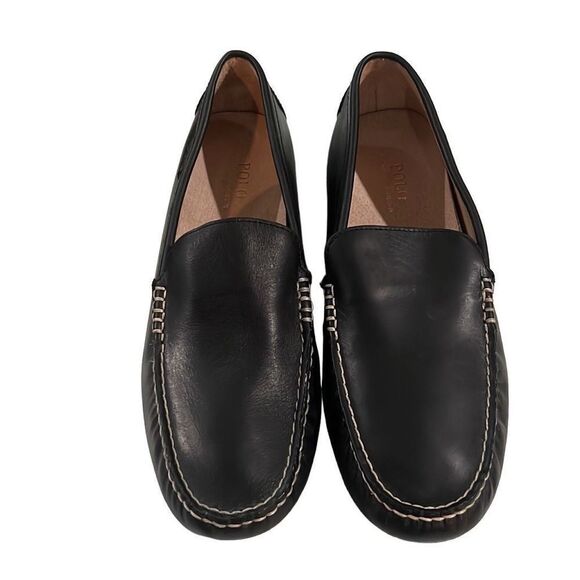 New Polo Ralph Lauren Men's Redden Drivers Black Leather Slip On Shoes Men’s 12 - Picture 11 of 13